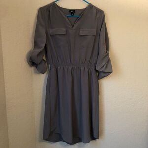 Mossimo Women's Utility Shirt Dress Size Small Olive Green Pockets Long Sleeves